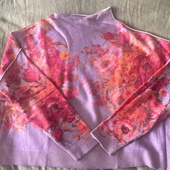 Pilcro Floral Pink and Purple Sweater - Picture 3 of 4